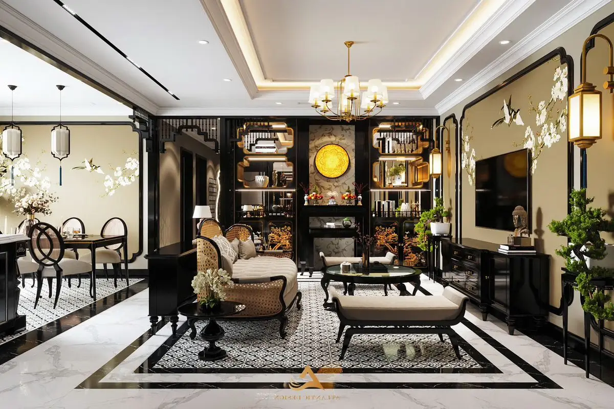 Phòng khách phong cách Indochine